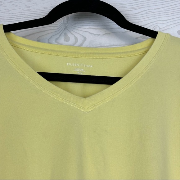 Eileen Fisher Yellow Organic Cotton V-Neck T-Shirt Size Medium - Picture 4 of 7
